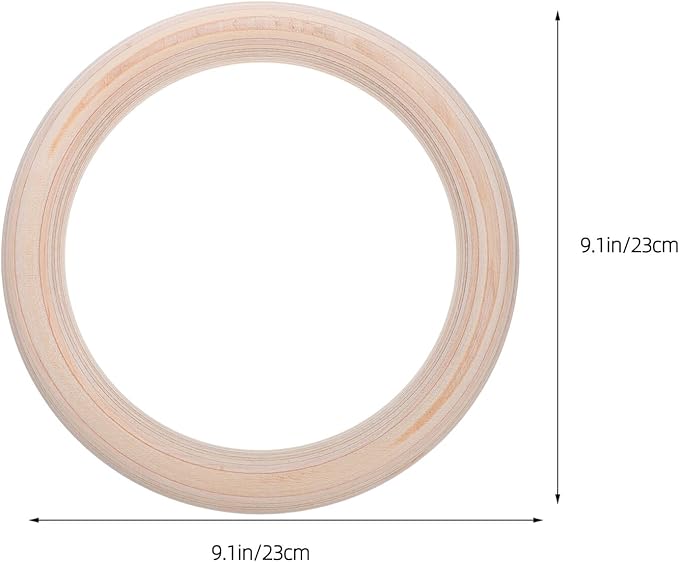 Kichvoe 2pcs Wood Gymnastic Rings Set with Heavy-Duty Adjustable Straps for Pull and Ring Strength Training Calisthenics Equipment for Home and Gym Full Body Workouts