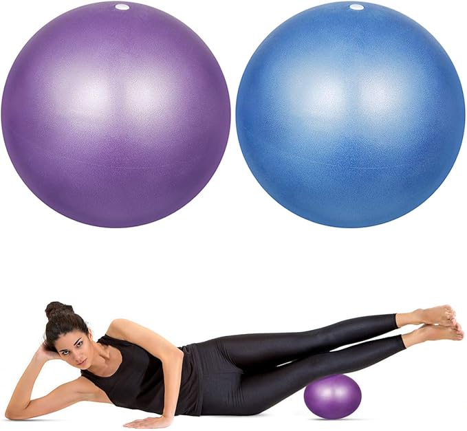 2pcs Mini Exercise Ball 9inch/23cm Small Yoga Ball Soft Pilate Ball Home Training Ball, Anti Burst and Slip, with Inflatable Straw for Therapy, Barre, Core Training