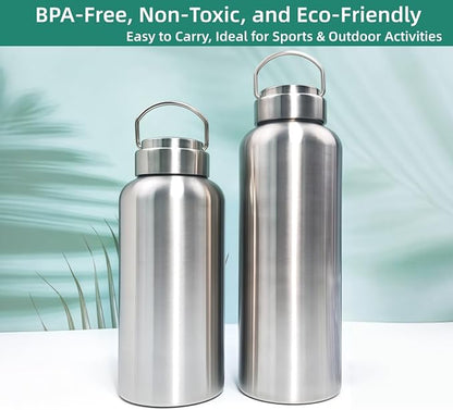 CDJ 42oz Uninsulated Single Wall Stainless Steel Water Bottle, Reusable Metal Water Bottle for Sports, Leakproof and Durable, Perfect for Hiking, Gym, Picnics, and Outdoor Activities