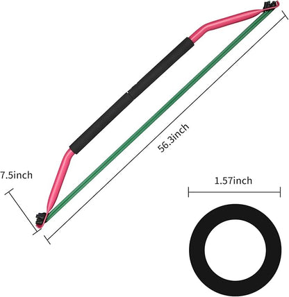 Bow Portable Home Gym with 4 Resistance Bands Fitness Equipment, Abdominal, Bicep Curls, Arms, Leg Muscle Training Kit, Travel, Outdoor, Full Body Workouts for Yoga Pilates Sliming