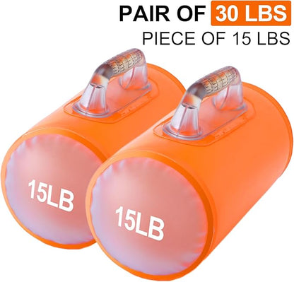 Water Dumbbells,Water Filled Training Dumbbells, Travel Weights Set, Adjustable Weights to 40Lbs,30Lbs,20Lbs,10Lbs,4Lbs Dumbbell Pair,Each 20/15/10/5/2 Lbs, Portable Gym for Strength Training, Fitness and Shaping