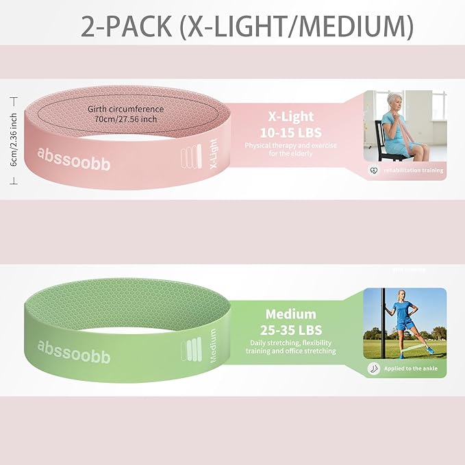 Latex Free Hypoallergenic Silicone Resistance Loop Bands - Non-Slip Glute Booty Elastic Bands for Women, Multiple Packs & Resistance Levels for Home Gym Yoga Pilates Workout & Stretching