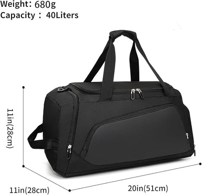 Waterproof Gym Bag with Shoe & Wet Compartment for Men/Women,Sports Duffle Bags for Workout/Fitness/Travel(Black,20"x11"x11")