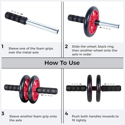4-in-1 Ab Wheel Roller Kit with Push-Up, Core Sliders & Knee Pads for Home Gym