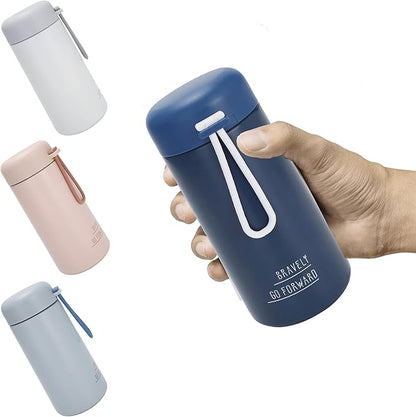 9oz Water Bottle Small Double Wall Insulated Mug,304 Stainless Steel for Hot&Cold Drinks,Leak Proof Water Bottle Vacuum Insulation with Carry Handle Dark Blue