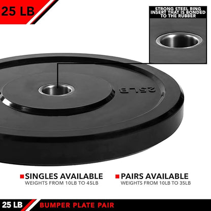 JFIT Olympic 2 Inch Grip Plates and Bumper Plates for Barbell - Single Weights or Sets of 2 (Muliple Weights)