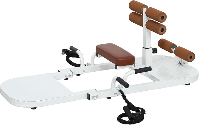 Soozier Foldable Sissy Squat Machine, Hip Thrust Machine with Push Up Stand and Wheels, Multipurpose Glute Workout Equipment for Home Gym