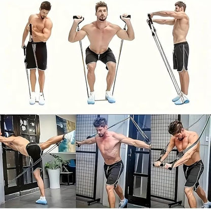 Resistance Bands Set with Handles, 5 Stackable Exercise Bands for Working Out, Home Gym Equipment with Door Anchor, Ankle Straps & Carrying Case for Strength Training, Physical Therapy & Fitness.