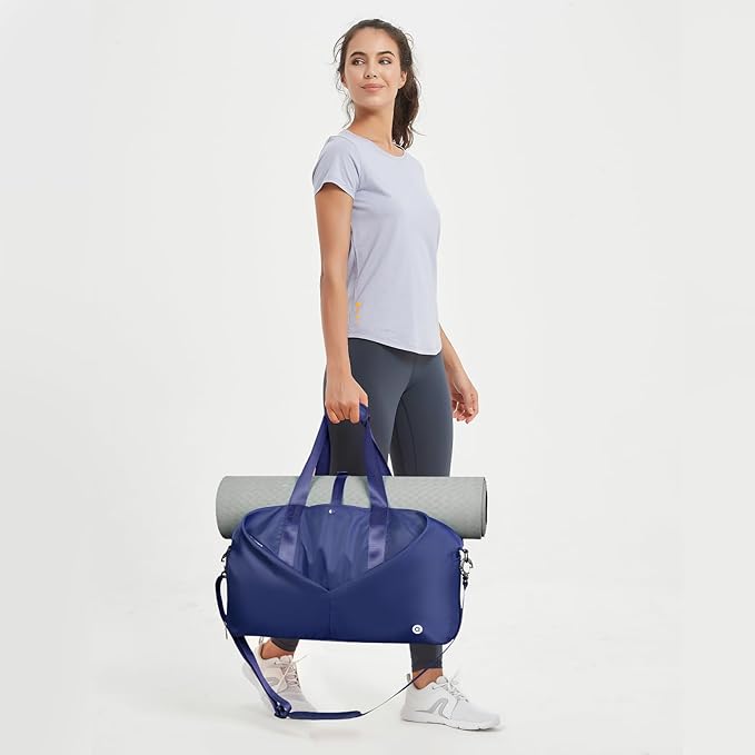Ceneda 20" Gym Bag for Women with Wet Pocket & Shoe Compartment, Lightweight Duffel Waterproof Carry On Duffle for Travel, Yoga, Overnight (Navy Blue)