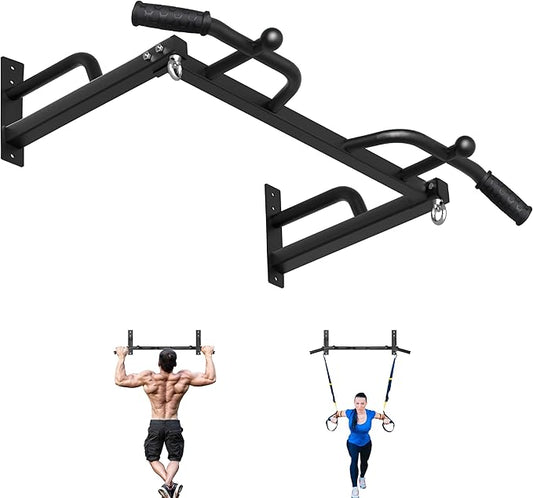 Wall Mounted Pull Up Bar - Heavy Duty Chin Up Bar, Pull-Up Bar for Garage, Joist, Wall Mount - Multifunctional Fitness Bar, Supports up to 600 Lbs