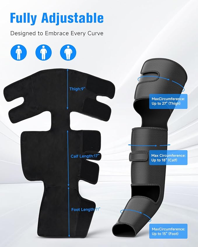FSA Eligible HSA Massager - Leg Massager for Circulation & Pain Relief FSA, Foot Massager with 3 Heating 3 Modes 3 Intensities, Recovery System Pressure for Muscle, Gift for Him Her (Black, Medium)