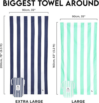 Dock & Bay Beach Towel - Quick Dry, Sand Free - Compact, Lightweight - 100% Recycled - Includes Bag - Cabana - Waikiki Coral Red - Large (160x90cm, 63x35)