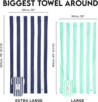 Dock & Bay Beach Towel - Quick Dry, Sand Free - Compact, Lightweight - 100% Recycled - Includes Bag - Cabana Light - Bora Bora Beige - Large (160x90cm, 63x35)