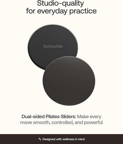 BetterMe Pilates Sliders – Dual-Sided Exercise Sliders for Core Training – Compact Workout Gliders for Home Fitness, Abs & Full Body Workouts