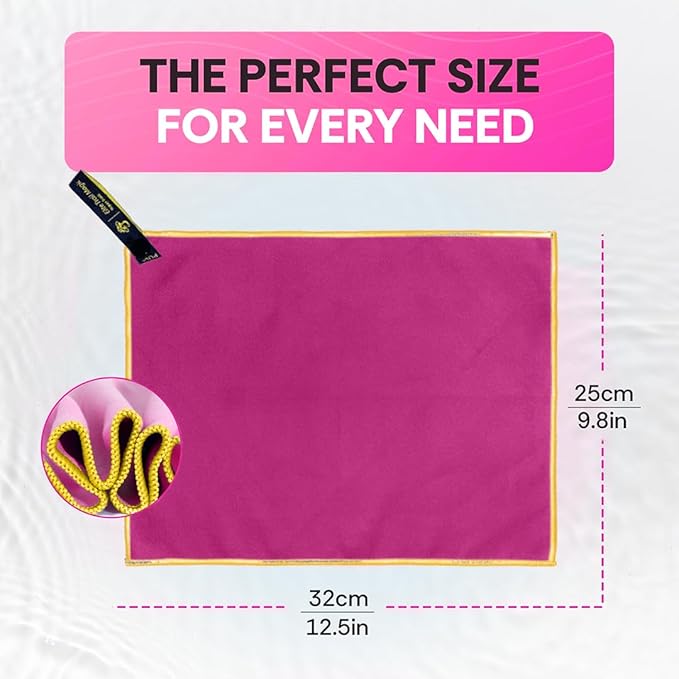 Backpacking Ultralight Quick Dry Microfiber Soft Fast Drying Hand and Face Towel Wash Cloth Camping Yoga Hiking Active Lifestyle Small (Magenta, Small)