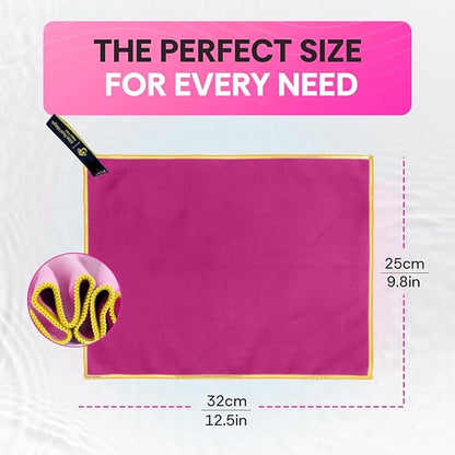 Backpacking Ultralight Quick Dry Microfiber Soft Fast Drying Hand and Face Towel Wash Cloth Camping Yoga Hiking Active Lifestyle Small (Magenta, Small)
