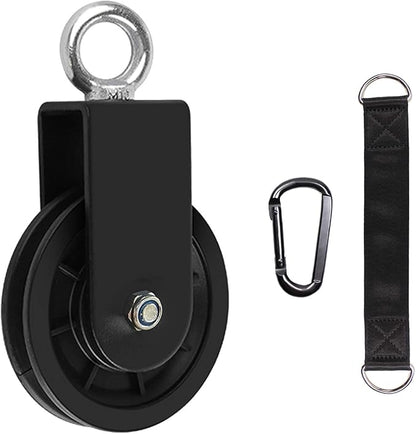 LFJ Cable Pulley with Swing Strap Carabiner Gym Pulley Wheel Set for LAT Pulley System DIY Pull Down Attachment,Ladder Lift,Home Gym Equipment