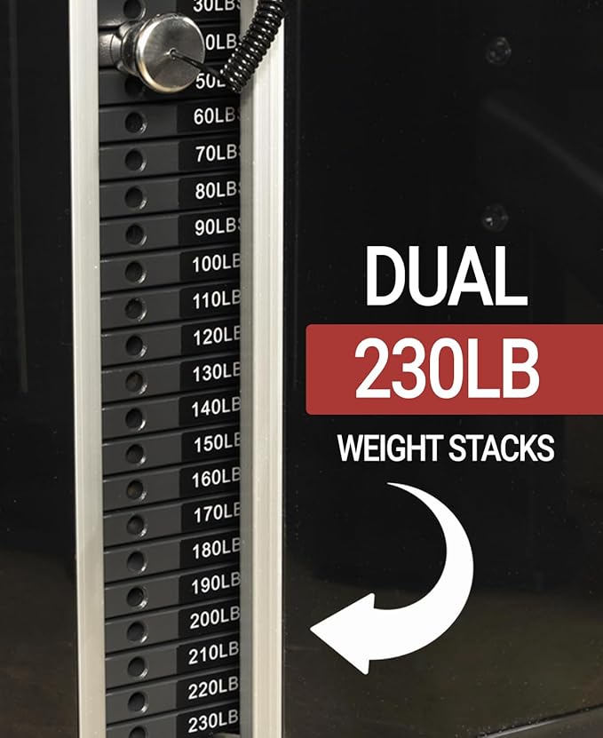 XMARK Functional Trainer Cable Machine, Dual Weight Stack Cable Pulley Machine for Strength Training, Commercial and Home Gyms, and Rehab Facilities