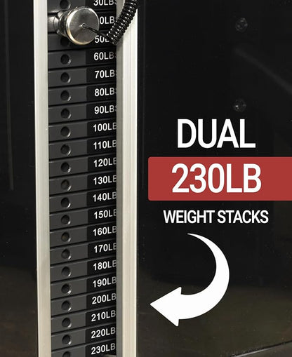 XMARK Functional Trainer Cable Machine, Dual Weight Stack Cable Pulley Machine for Strength Training, Commercial and Home Gyms, and Rehab Facilities