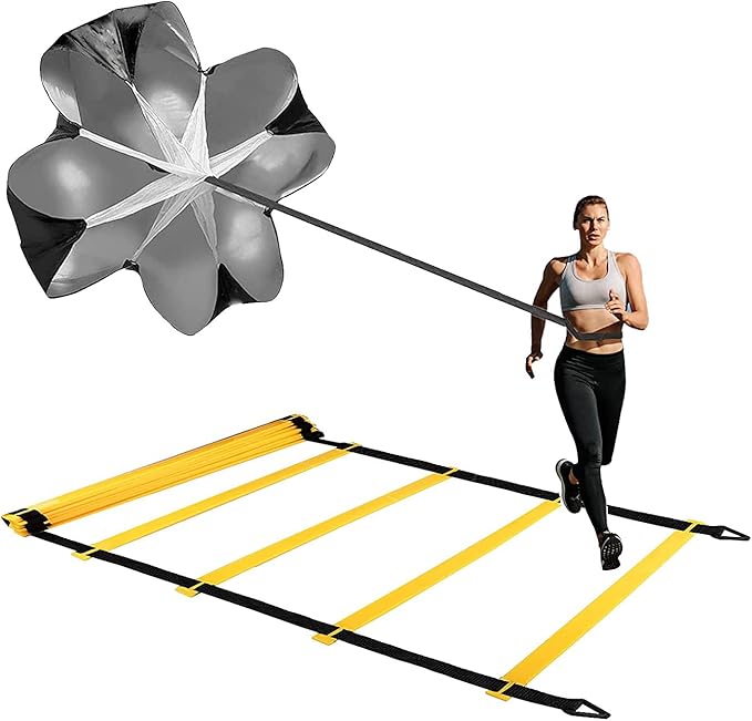 Agility Ladder Speed Training Ladder, Cones Football Training Equipment, Kids/AdultSports Fitness Training Set, with Resistance Parachute
