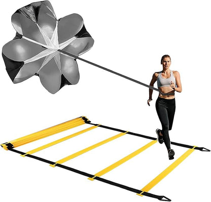 Agility Ladder Speed Training Ladder, Cones Football Training Equipment, Kids/AdultSports Fitness Training Set, with Resistance Parachute