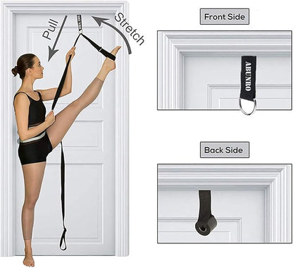 Stretching Strap with Door Anchor & Resistance Band – Improve Leg Stretch Flexibility for Splits, Ballet, Dance, Cheer, Yoga & Gymnastics - Home Leg Stretcher Trainer Equipment Stuff for All Levels