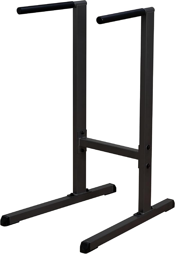 Body-Solid (GDIP59B) Dip Station - Heavy-Duty Steel Dip Bars with Slip-Proof Grips - Adjustable & Stable Pull-Up Stand for Strength Training - Powder Coated Fitness Equipment, Black