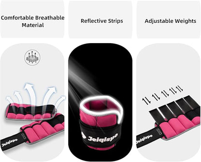 Adjustable Ankle Weights 1 Pair 2/4/6/8/10 LBS Wrist Leg Arm Weights for Women Men Kids,Strength Training with Removable Weight for Fitness Gym Workout Running Walking