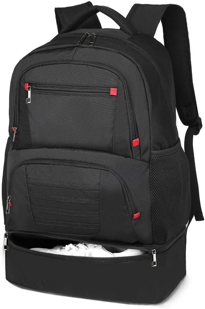 seyfocnia Gym Backpack for Men, Waterproof Sports Backpacks With Shoe Compartment Lightweight Workout Trainning Back Pack Casual Travel Daypack 21inch-Black