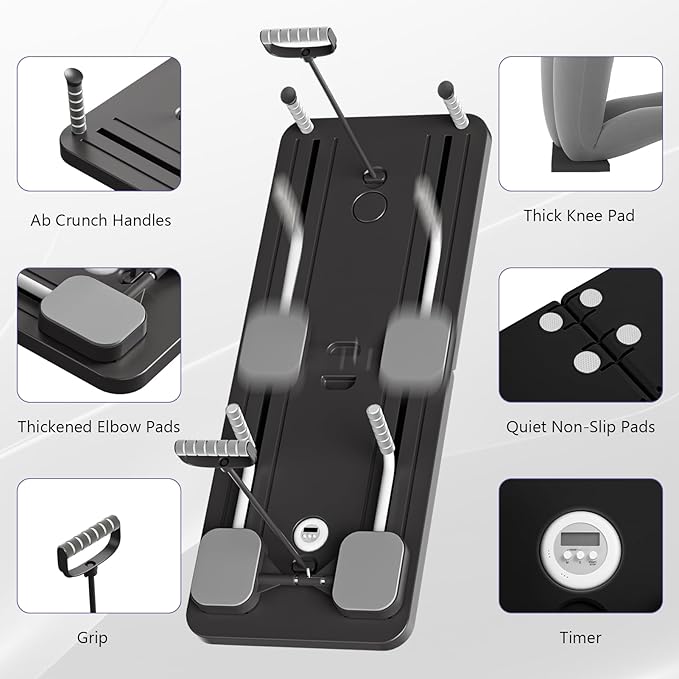 JANUA Pilates Board - Pilates Reformer Set, Multi-Purpose Foldable Pilates Reformer Board for Home, 5 in 1 Pilates Sliding Board