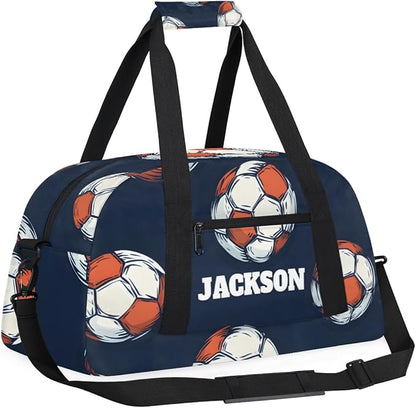 Personalized Soccer Gym Duffel Bags for Kids Boys with Custom Name Travel Sport Training Bags for Overnight Weekender