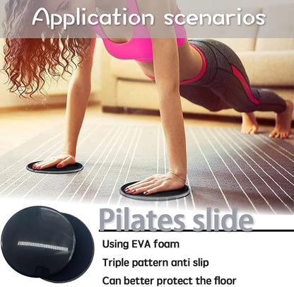 Exercise Sliders for Working Out Black Fitness Discs for Pilates Women Men, 2 Pack