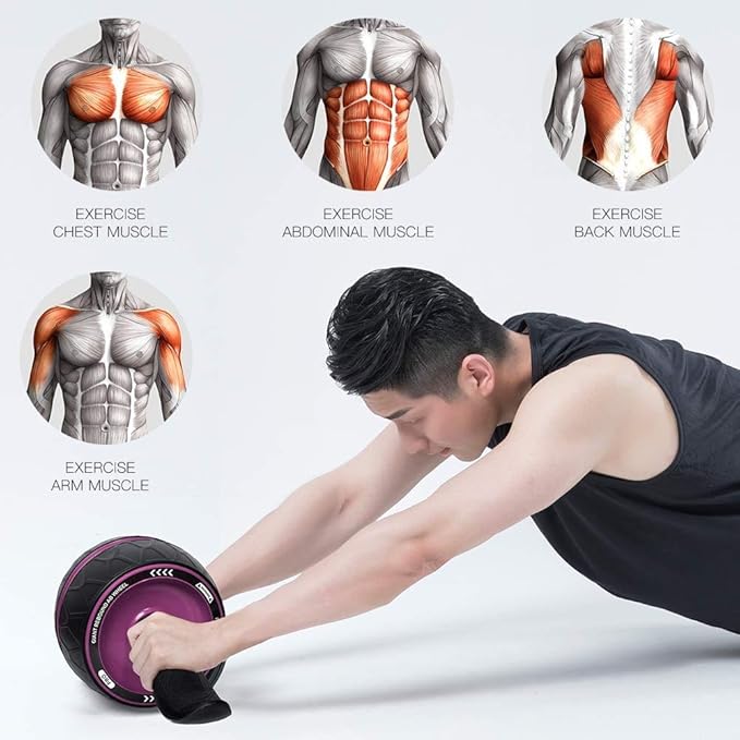 Abdominal Roller Wheel, Smart Brake Automatic Rebound Ab Roller Wheel, Mute Non-Slip Abs Carver Multiple Angles Core Workouts Ab Roller, Home Gym Equipment for Men Women Abdominal Exercise