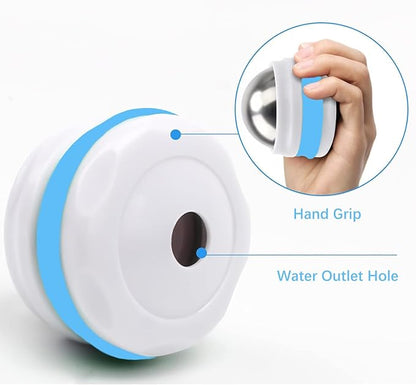 Cold Massage Roller Ball, Stainless Steel Massage Ball for Cold & Heat Therapy Relief, Ice Ball Roller for Muscles Deep Tissue, Free Rolling Removable Gel Ball for Pain Relief