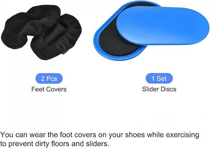uxcell Exercise Core Sliders, Oval Glider Discs with Feet Covers, Dual Sided Usage in Home Gym for Full Body Workout
