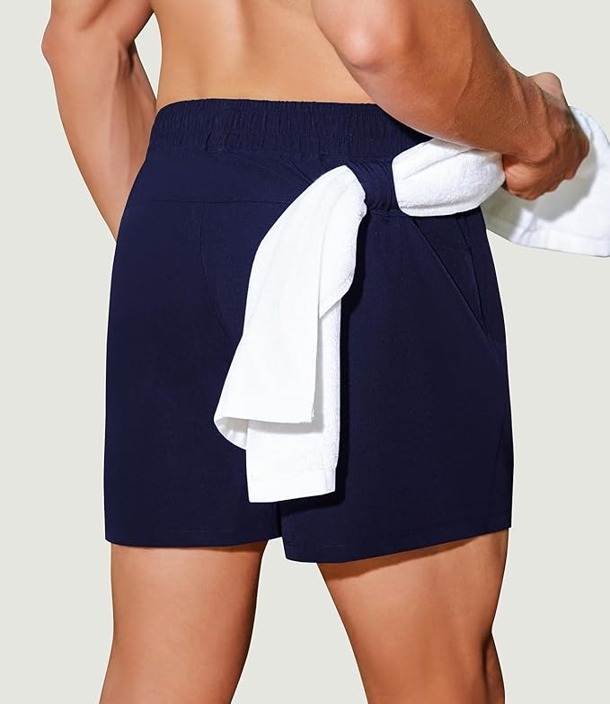 PINSPARK Men's Workout Shorts 5" Lightweight Running Shorts Quick Dry Athletic Gym Shorts with Zip Pocket Towel Loop