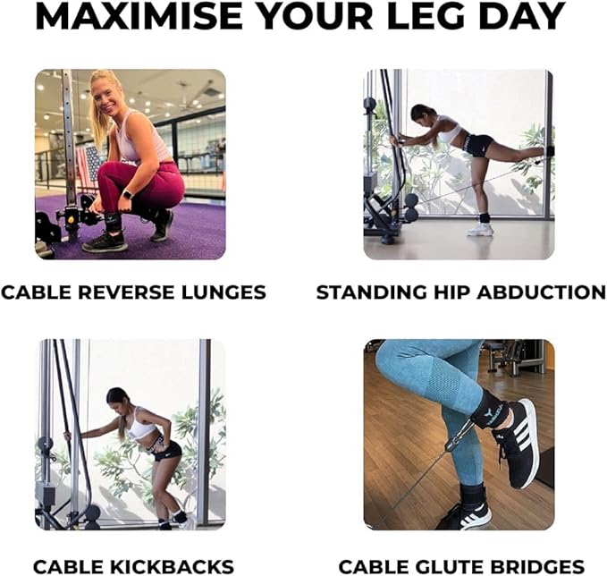 Ankle Straps for Cable Machines Women, Glute Kickback Cable Machine Attachments, Gym Ankle Cuffs, Wrist Cuffs for Workout, Leg Training Accessory, Fitness Gear for Home or Gym