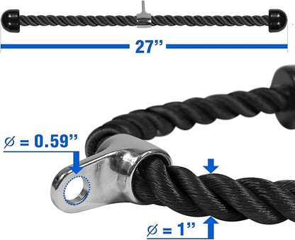 Yes4All Cable Machine Attachment, Row Handles, Tricep Rope, Straight Bar, V Bar, LAT Pulldown Accessories Load 880 LB for Home Gym