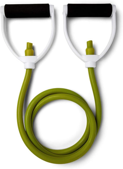 Champion Sports Resistance Tube Bands for Men and Women, Durable Stretch Fitness Band for Strength Training, Stretching, Rehabilitation- Premium Home Workout Equipment - 80 Lbs Resistance Tubing-Green