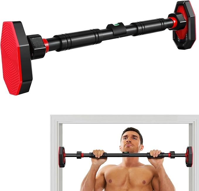 Pull Up Bar for Doorway, 25.5“-39.4” Adjustable Doorframe Pullup Bars, Portable Strength Training Pull-up Bars without Screws, Max 440lbs, Locking Mechanism Door Frame Pullups for Adults, Kids