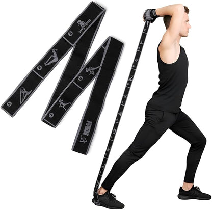 Elastic Yoga Strap with 11 Loops – Premium Stretch Band for Flexibility, Physical Therapy, Pilates, Leg & Full-Body Exercises – Non-Slip Fabric Resistance Band for Mobility & Strength Training