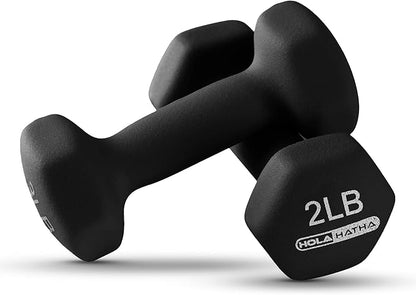 HolaHatha 2, 3, 5, 8, and 10 Pound Neoprene Dumbbell Free Hand Weight Set with Rack, Ideal for Home Exercises to Gain Tone and Definition, Pastel
