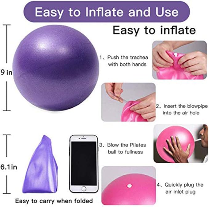 Small Pilates Balls - 9 Inch Exercise Ball Physical Therapy for Between Knees for Rehab, Barre, Core, Stability & Yoga
