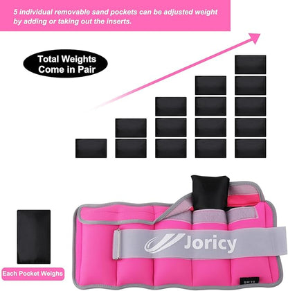 Adjustable Ankle Weights for Women Men 1/2/3/4/5/6/8/10/12/20 LBS 1 Pair Wrist Leg Arm Weights with Removable Weight Strength Training Weight for Walking Running Fitness Physical Therapy