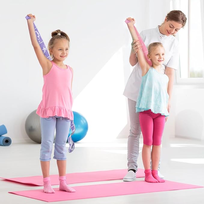 4 Pcs Stretch Strap for Kids, Dance Training Elastic Band for Children Gymnastics, Stretch Bands Yoga Stretching Straps, Multi-Loop Numbered Exercise Band for Ballet Cheerleading, 8 Loops