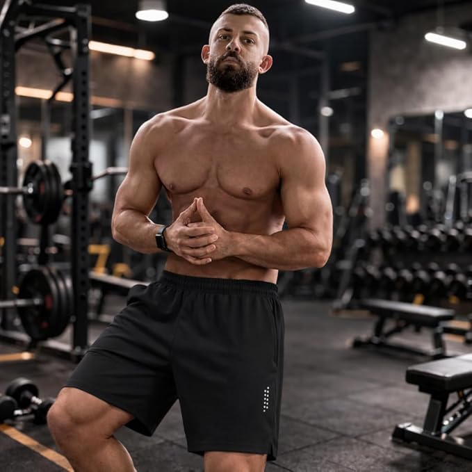 COOFANDY Mens Gym Athletic Shorts with Zipper Pockets Quick Dry 7" Workout Running Training Shorts