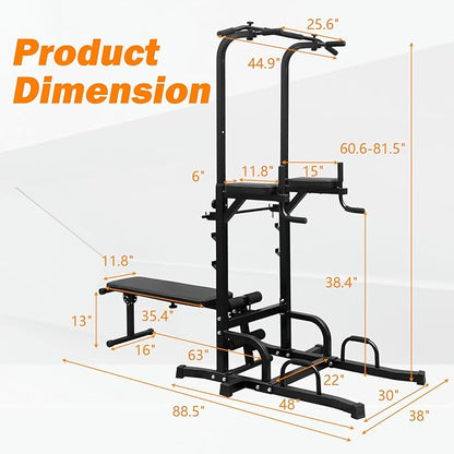 Power Tower Pull Up Dip Station Assistive Trainer Multi-Function Home Gym Strength Training Fitness Equipment 440 LBS