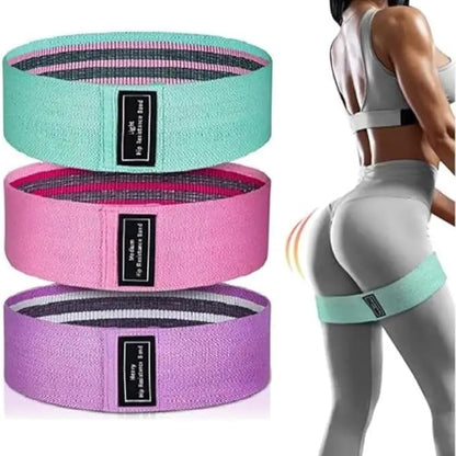 Resistance Bands, Set for Exercise, 3 Resistance Levels, Fabric Stretch Bands for Legs and Glutes, Workout Bands for Yoga, Pilates, Training