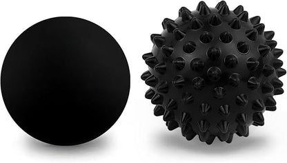 Massage Lacrosse Ball, Spiky Massage Ball, for Deep Tissue, Trigger Point and Myofascial Release, Muscle Knots, and Yoga Therapy (Black-Black)