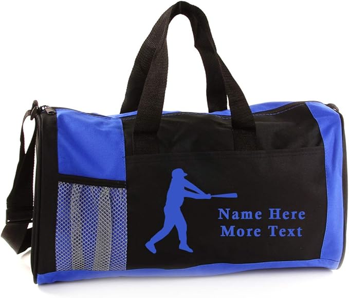 KishKesh Personalized Sport Duffel Bag – Ideal for Baseball Players, Gym, Travel, Training & Workout Essential for Male – Durable, Customizable Name & Text for Kids and Adults – Blue, 18" X 10" X 8"